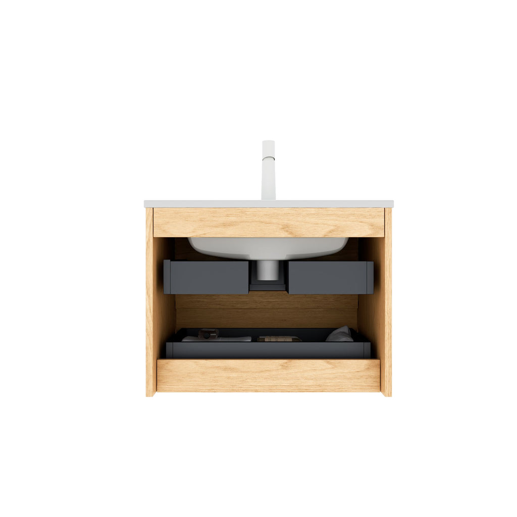 Corolla Oak Bathroom Vanity with Integrated Sink and Soft-Close Drawers