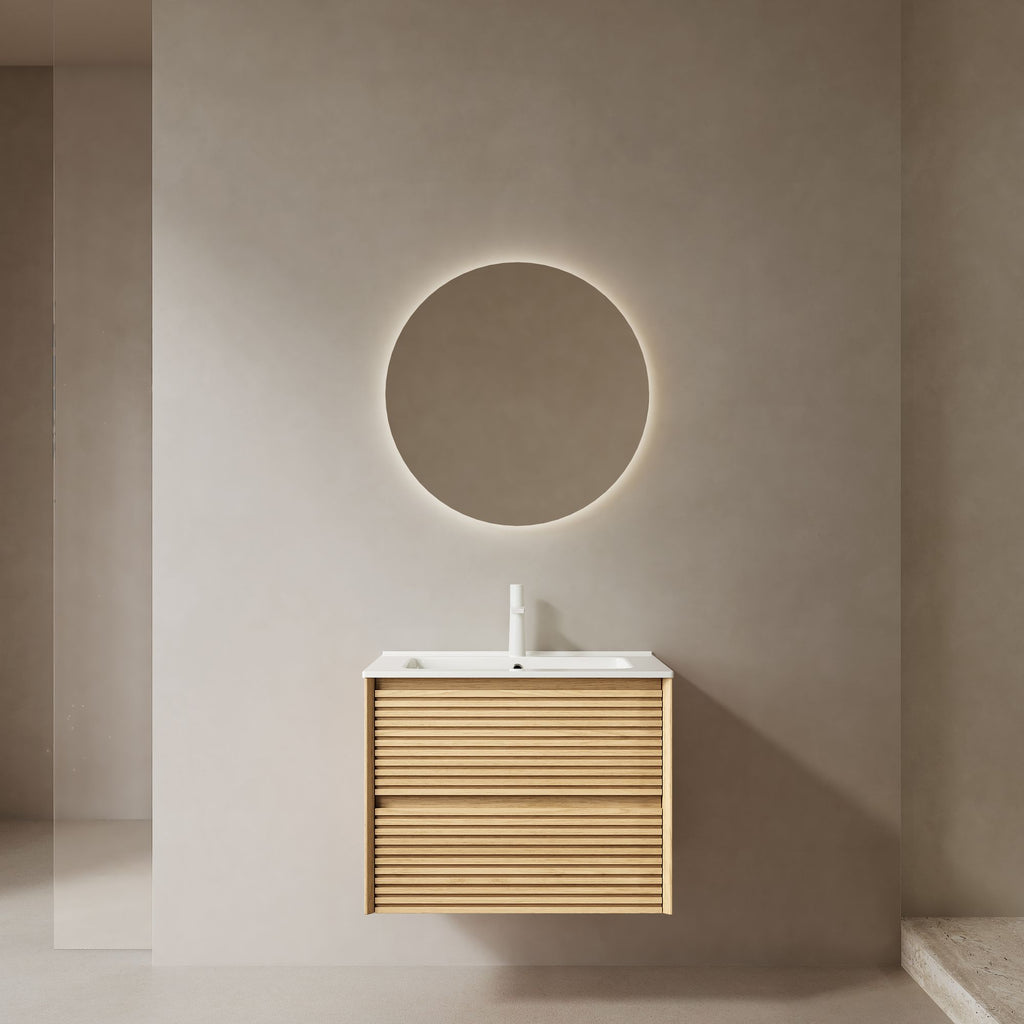 Corolla Oak Bathroom Vanity with Integrated Sink and Soft-Close Drawers