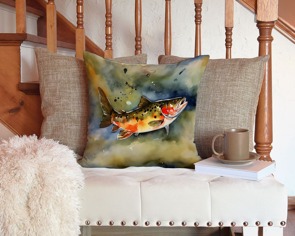 Brook Trout Artwork Indoor-Outdoor Throw Pillow