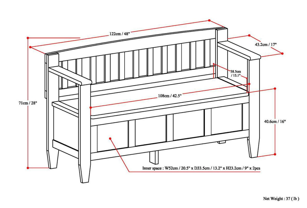 Brooklyn - Entryway Storage Bench - White