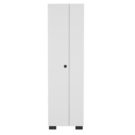 Slim Broom Cabinet with Double Doors and Side Hangers