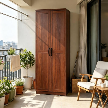 Brown Freestanding Pantry Cabinet with Adjustable Shelves