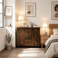 Rustic Brown Buffet Cabinet with Sliding Barn Doors