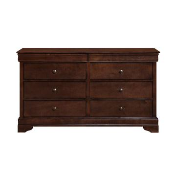 Brown Cherry Finish Louis Phillipe Style Bedroom Furniture 1pc Dresser of 6x Drawers
