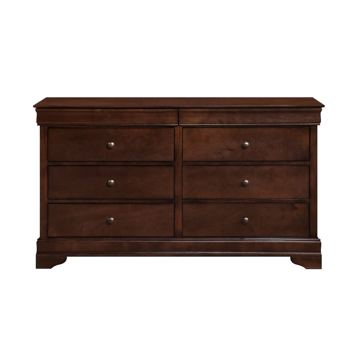 Brown Cherry Finish Louis Phillipe Style Bedroom Furniture 1pc Dresser of 6x Drawers