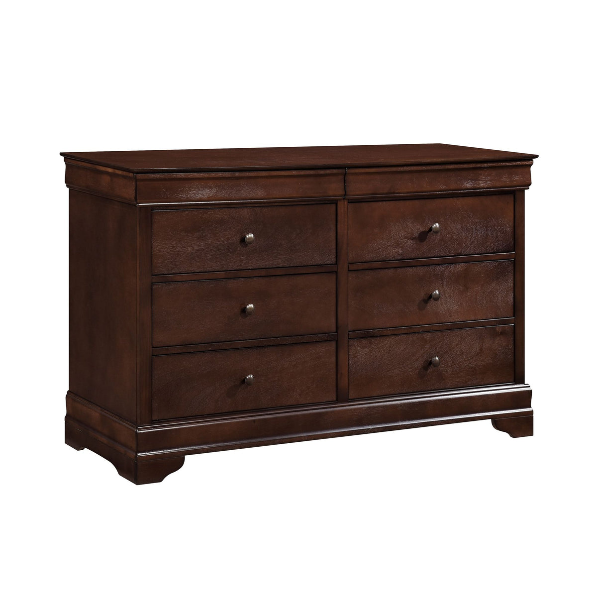 Brown Cherry Finish Louis Phillipe Style Bedroom Furniture 1pc Dresser of 6x Drawers
