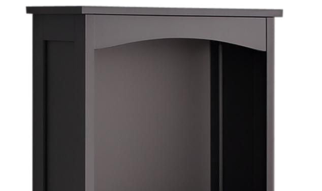 Brown Slim Bathroom Linen Tower with Open and Concealed Storage