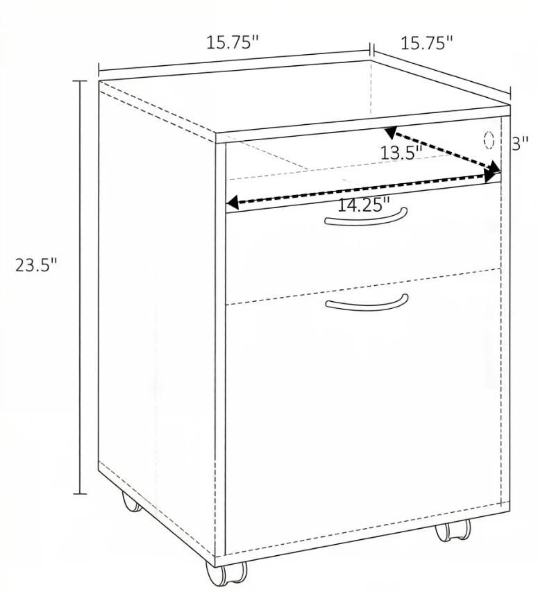 Brown Mobile Storage Cabinet with Drawer and Shelf – Organization for Home and Office