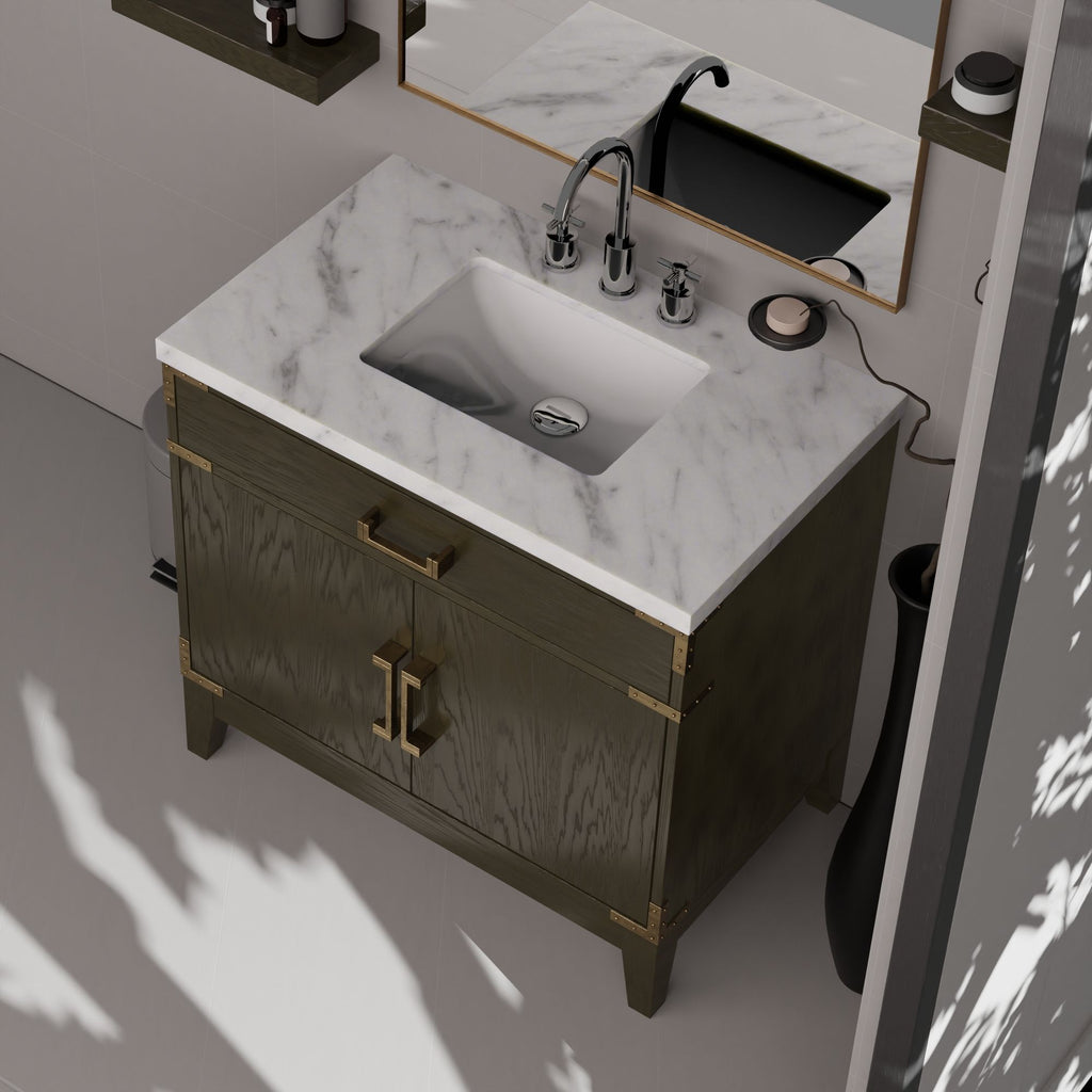 Single Bathroom Vanity with Open and Concealed Storage