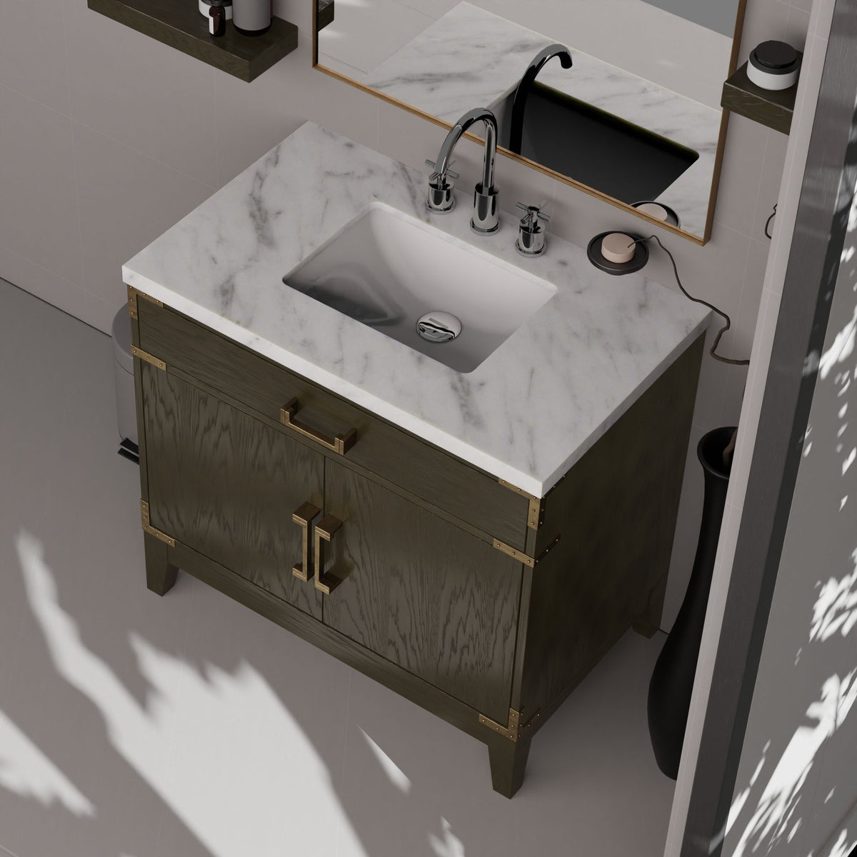Single Bathroom Vanity with Open and Concealed Storage