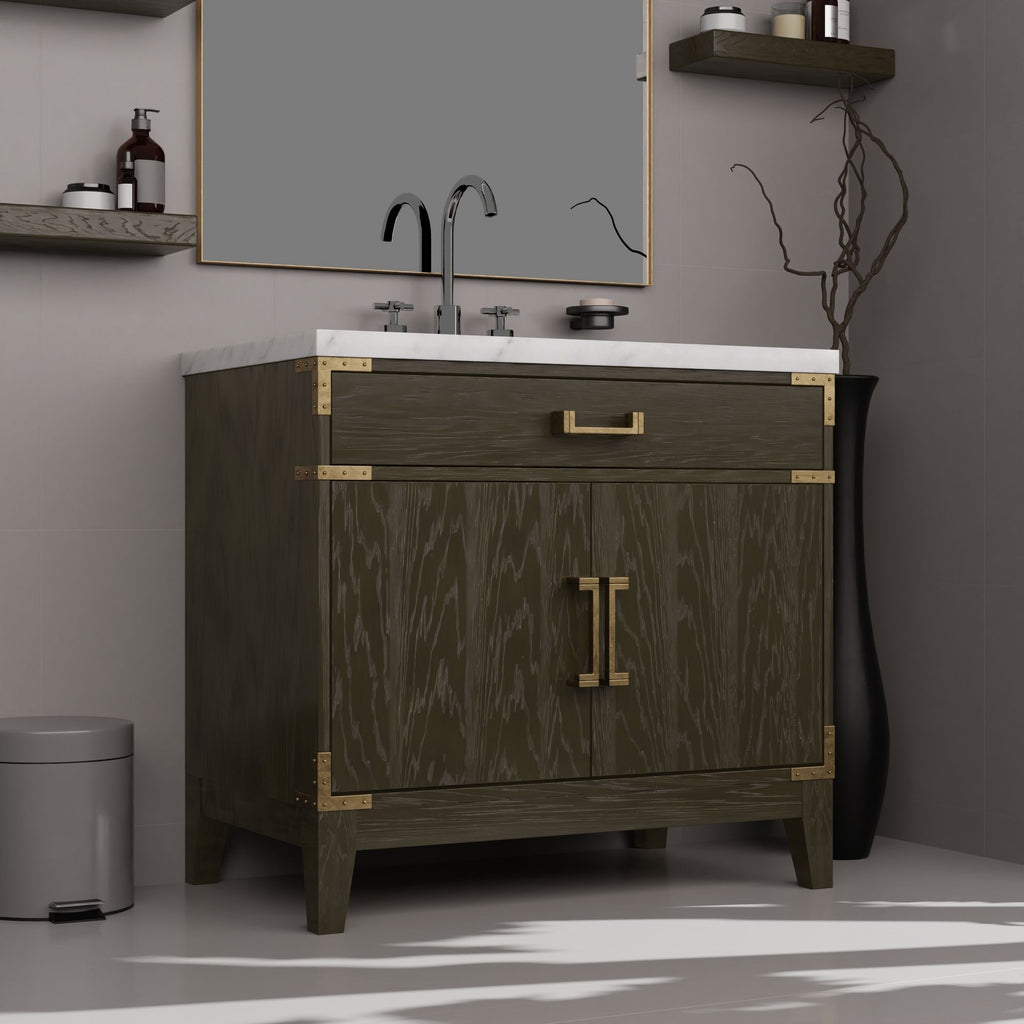 Single Bathroom Vanity with Open and Concealed Storage