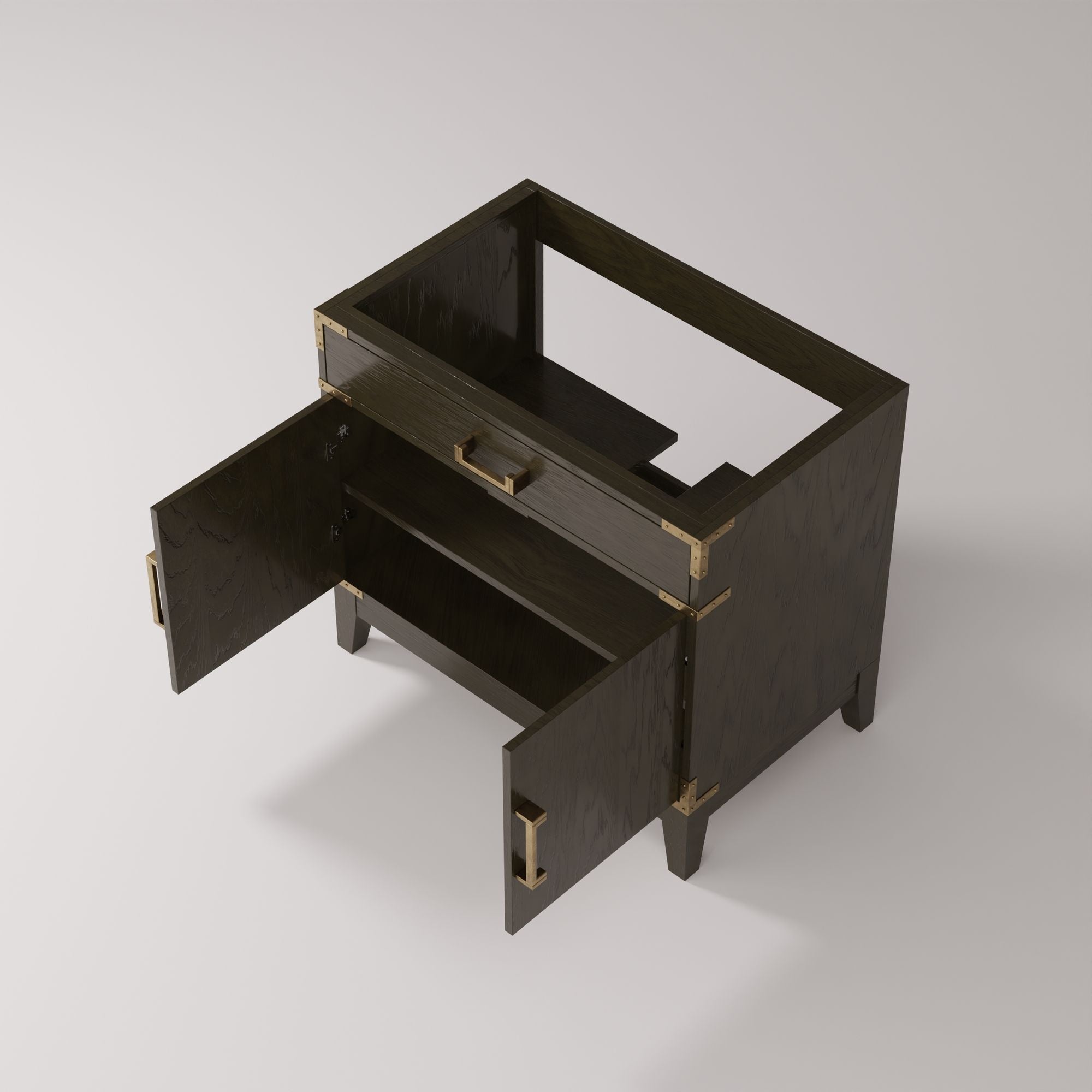 Brown Oak Single Bath Vanity with Soft Close and Storage
