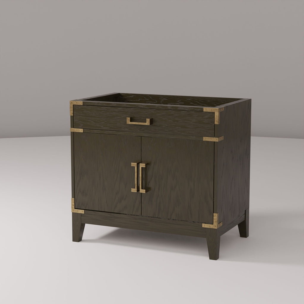Brown Oak Single Bath Vanity with Soft Close and Storage