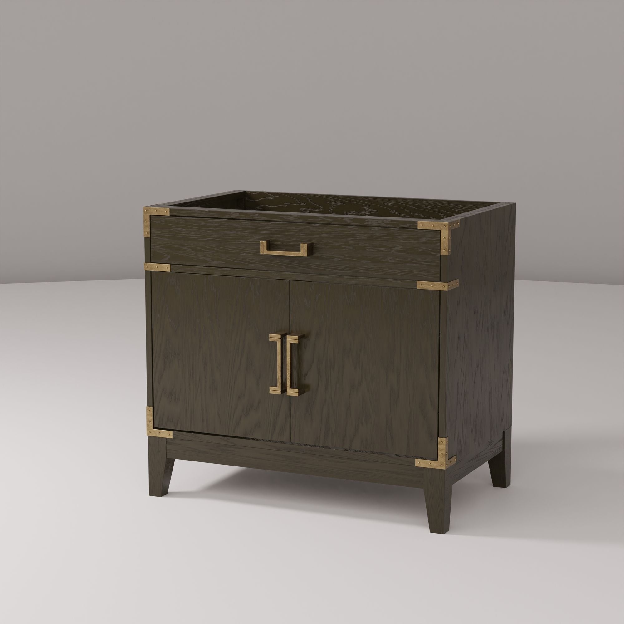 Brown Oak Single Bath Vanity with Soft Close and Storage