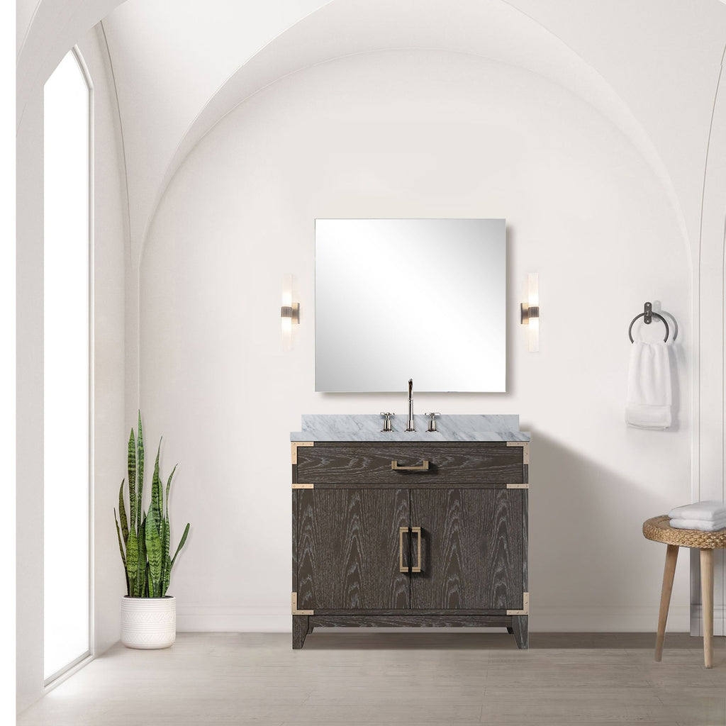 Brown Oak Single Bath Vanity with Soft Close and Storage