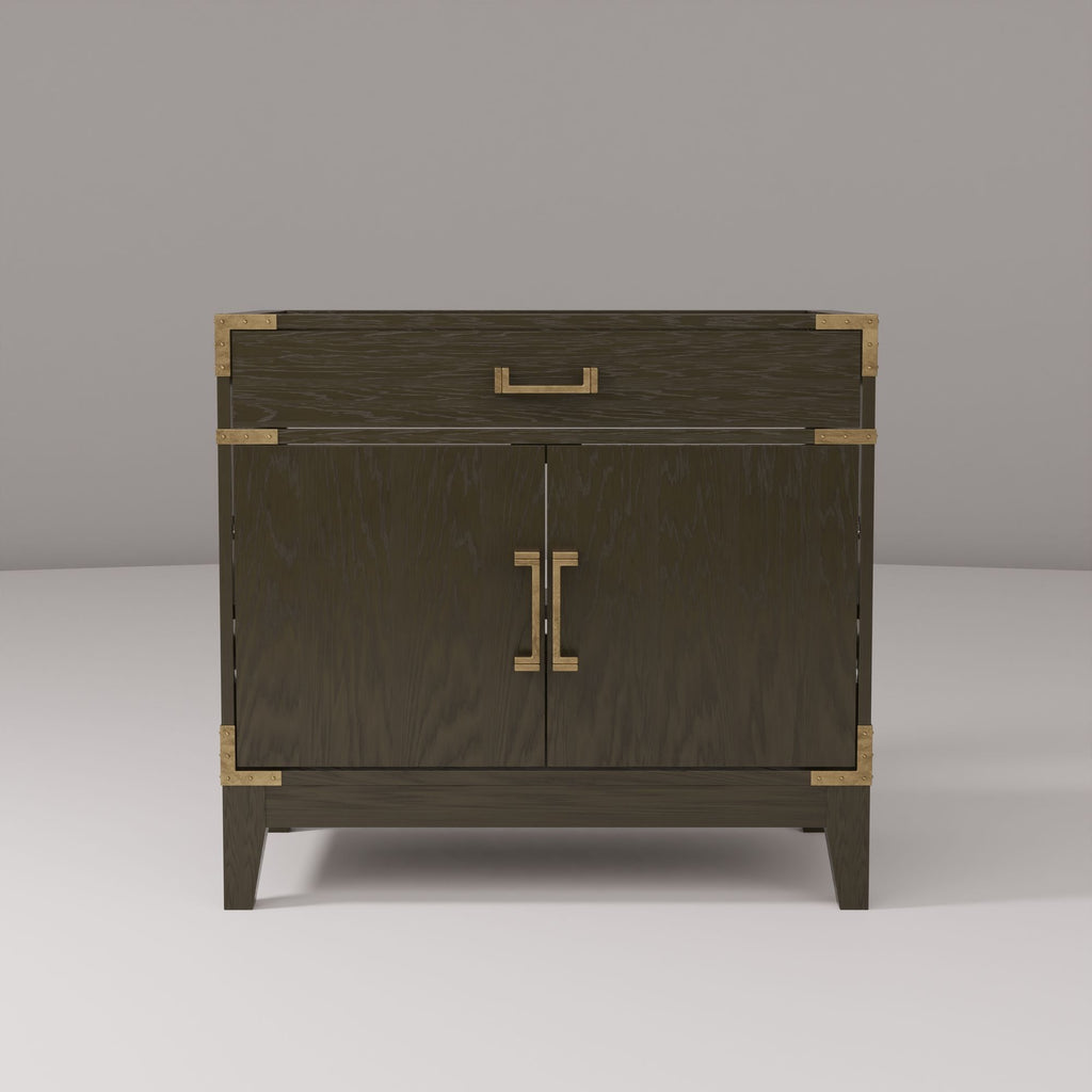 Brown Oak Single Bath Vanity with Soft Close and Storage