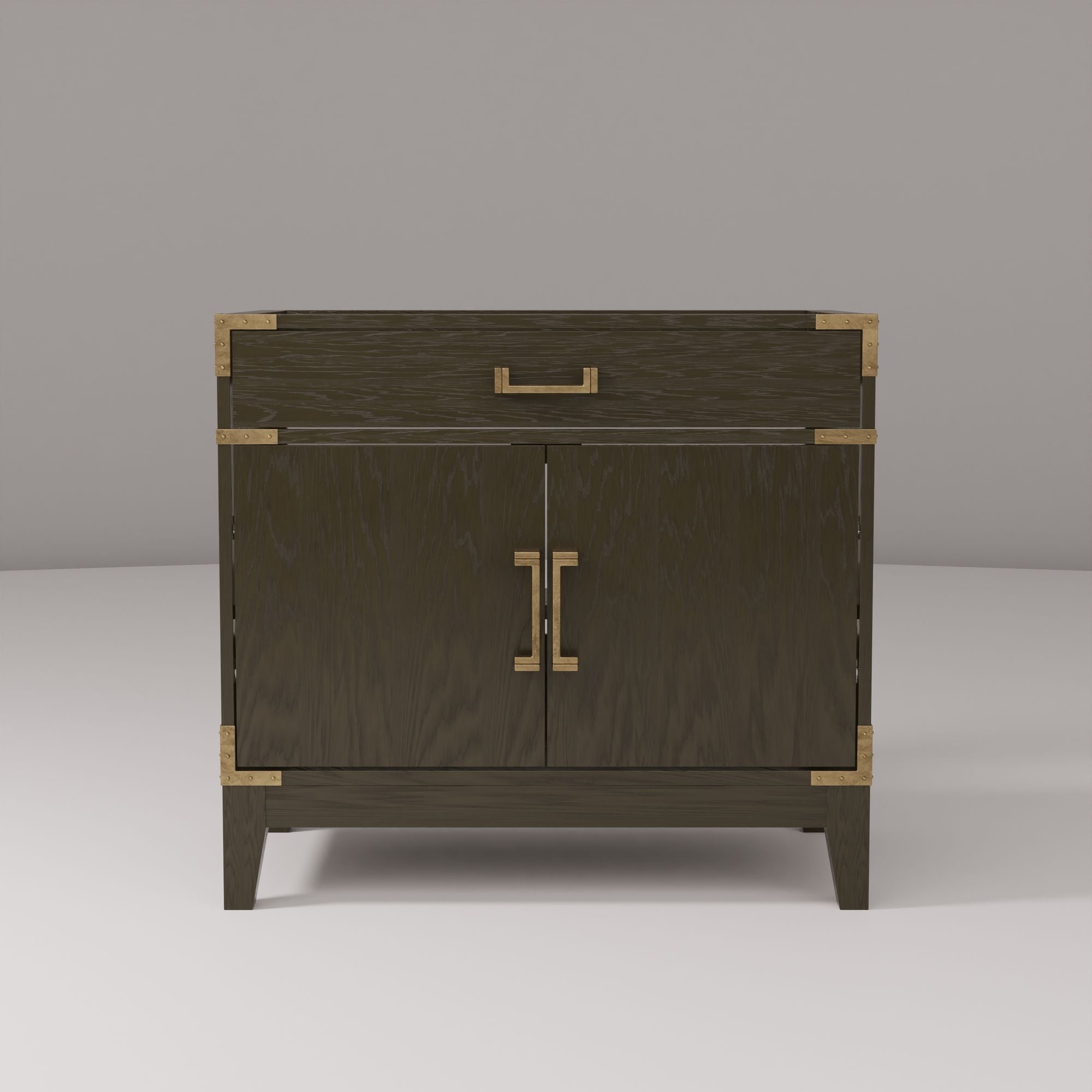 Brown Oak Single Bath Vanity with Soft Close and Storage