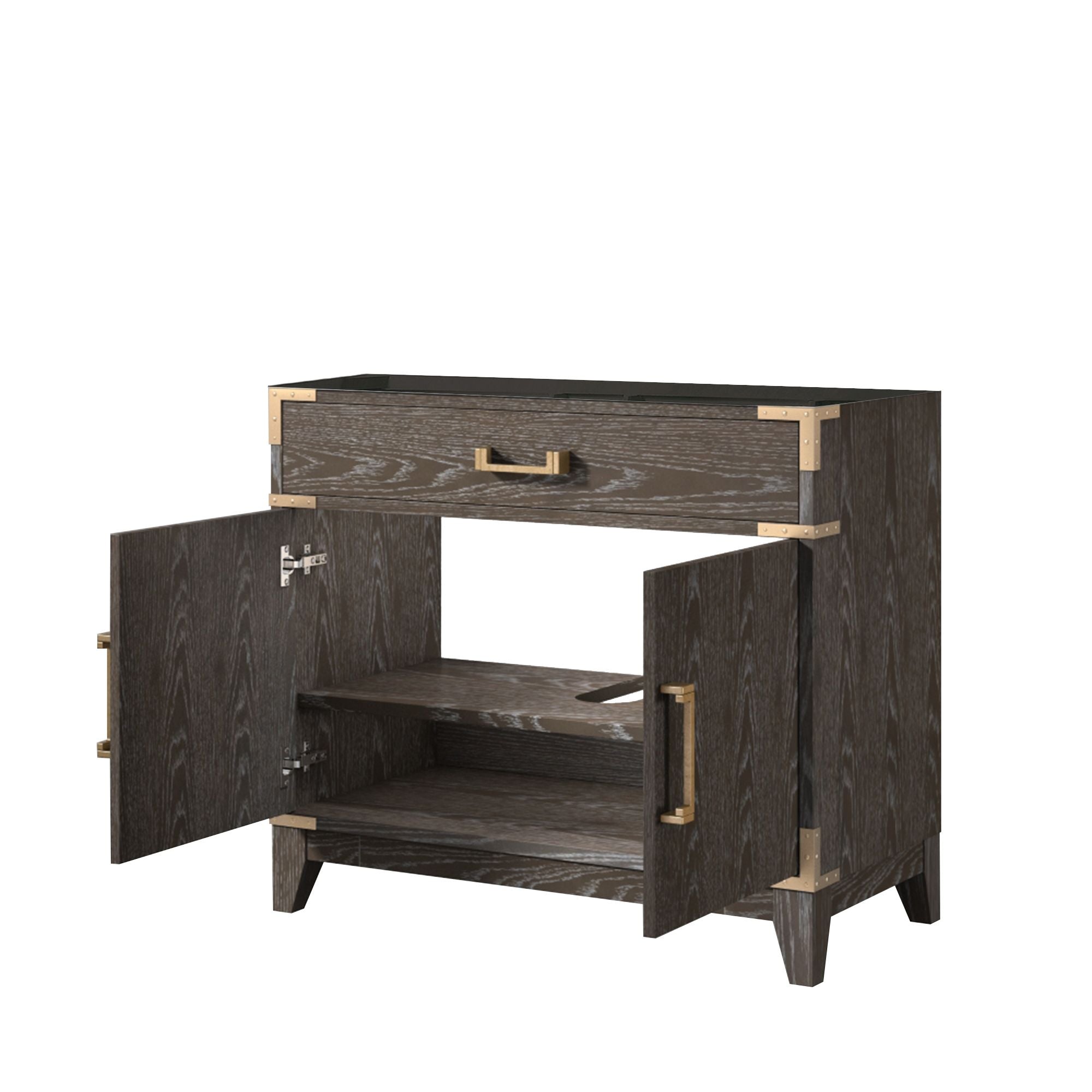 Brown Oak Single Bath Vanity with Soft Close and Storage