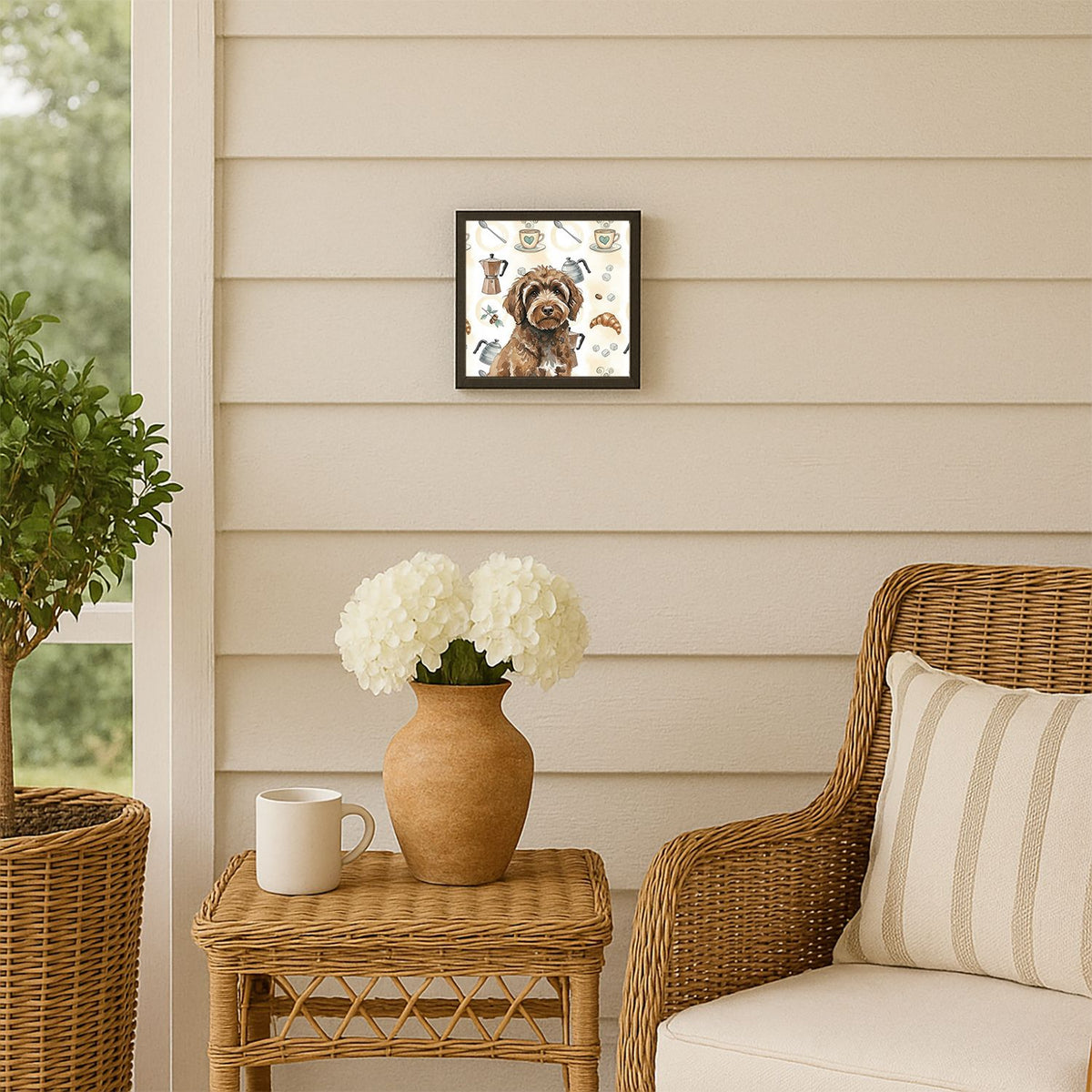 Portuguese Water Dog Coffee Bar Framed Wall Art