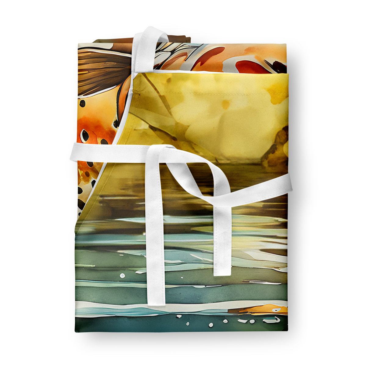 Brown Trout Artwork Bib Apron for Kitchen and Creative Tasks