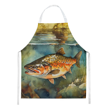 Brown Trout Artwork Bib Apron for Kitchen and Creative Tasks