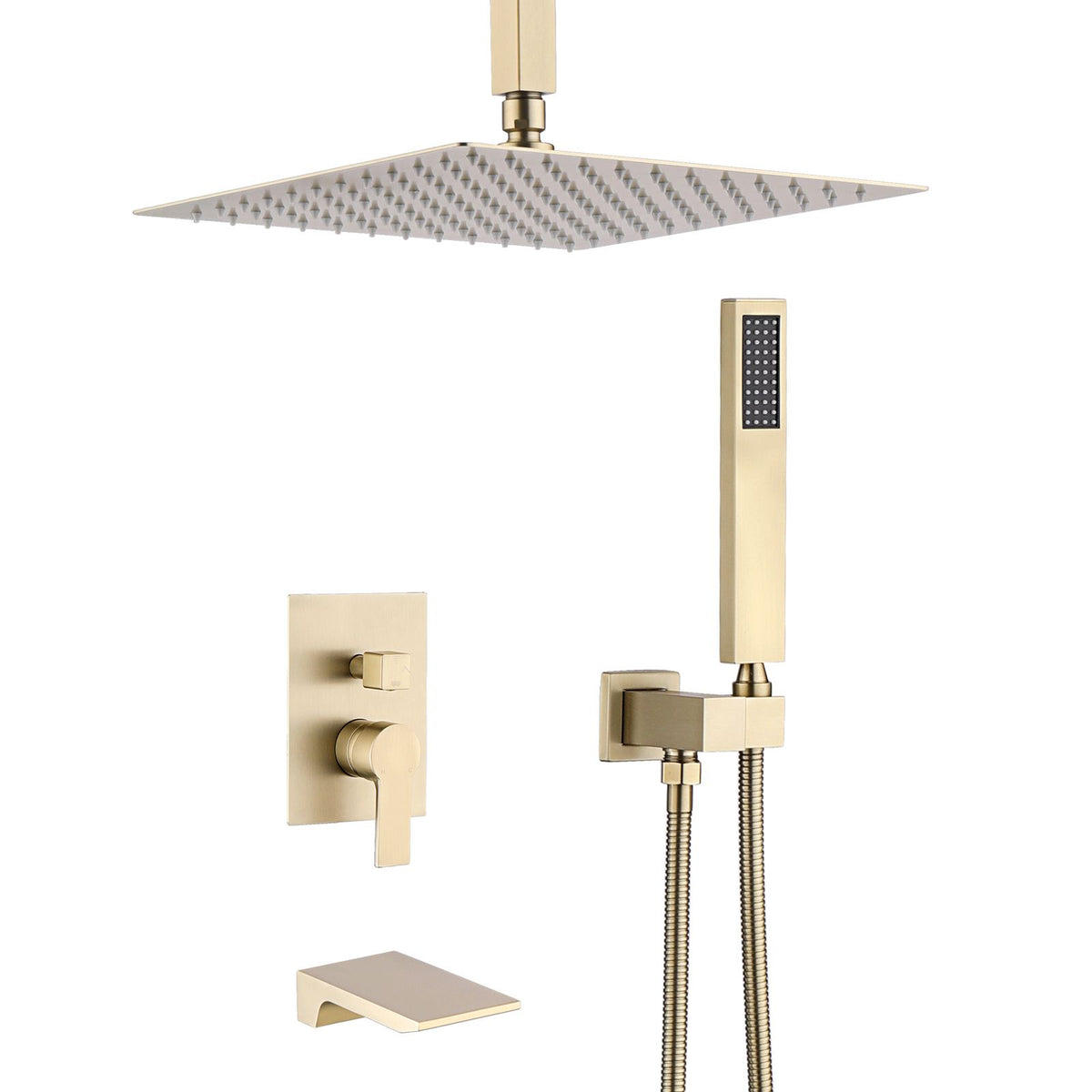 Brushed Gold Rain and Handheld Shower System