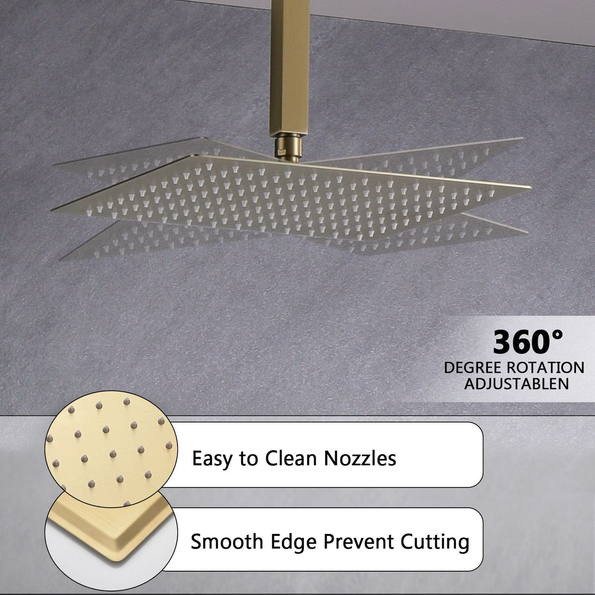 Brushed Gold Rain and Handheld Shower System