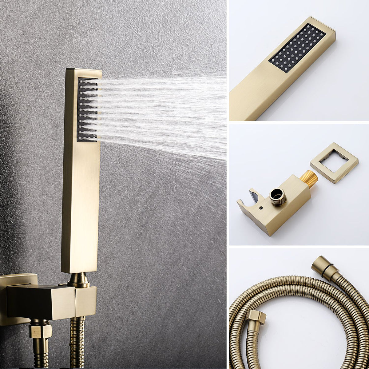Brushed Gold Rain and Handheld Shower System
