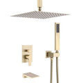 Brushed Gold Rain and Handheld Shower System