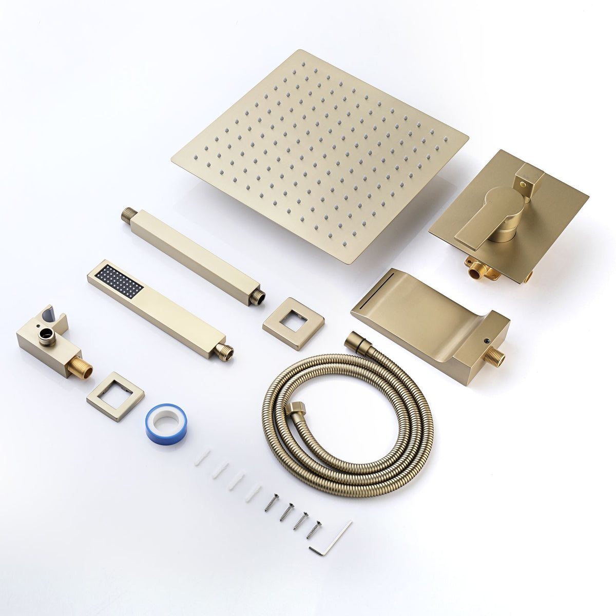 Brushed Gold Rain and Handheld Shower System