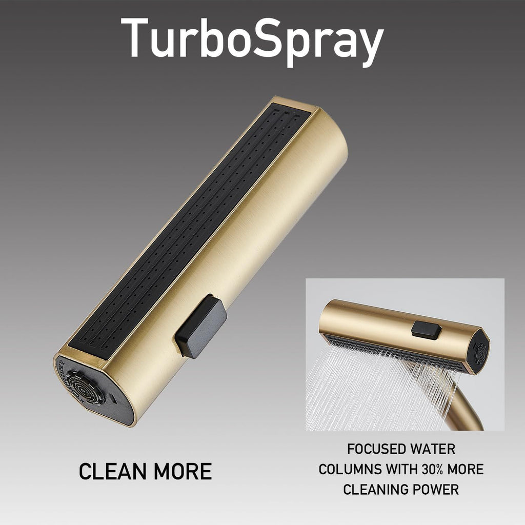 Brushed-Gold Touchless Kitchen Faucet with Pull-Down Sprayer