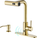 Brushed-Gold Touchless Kitchen Faucet with Pull-Down Sprayer