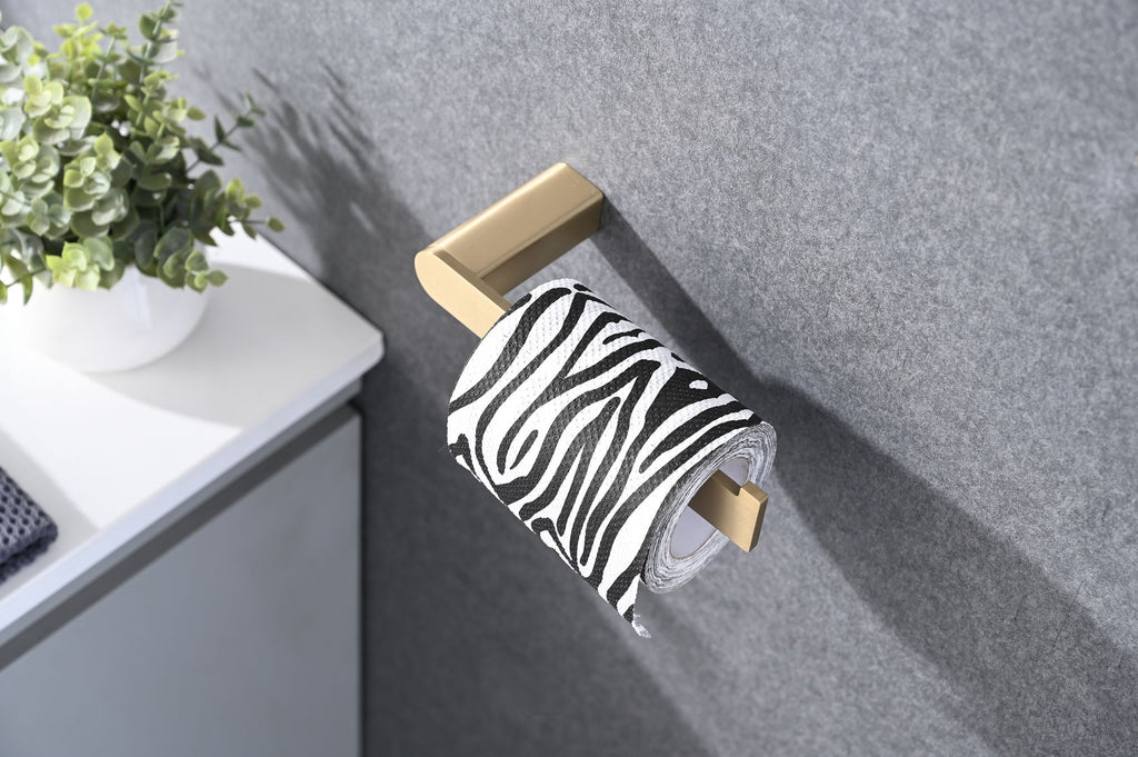 Brushed Gold Wall Mounted Bathroom Hardware Set - 4-Piece Stainless Steel Accessories