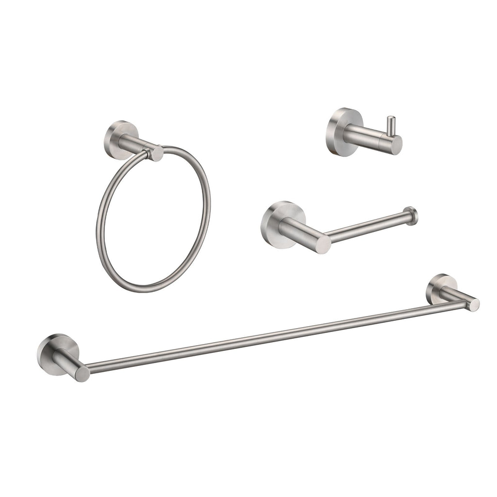 Brushed Nickel Bathroom Hardware Set – 4 Piece Stainless Steel