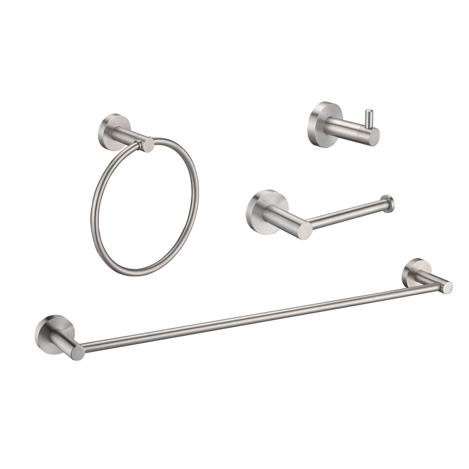 Brushed Nickel Bathroom Hardware Set – 4 Piece Stainless Steel