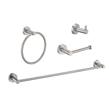 Brushed Nickel Bathroom Hardware Set – 4 Piece Stainless Steel