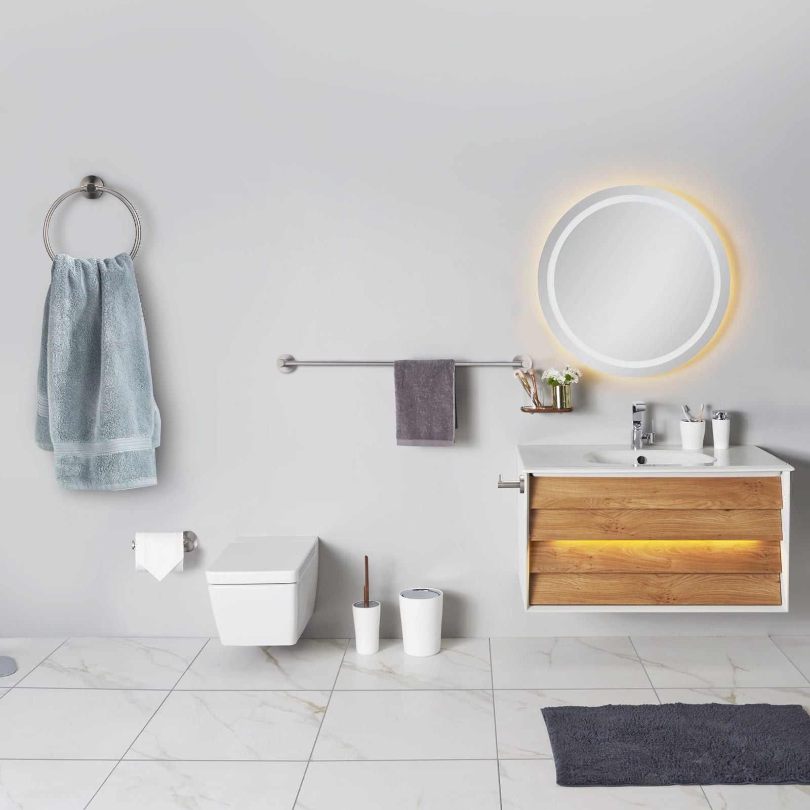 Brushed Nickel Bathroom Hardware Set – 4 Piece Stainless Steel