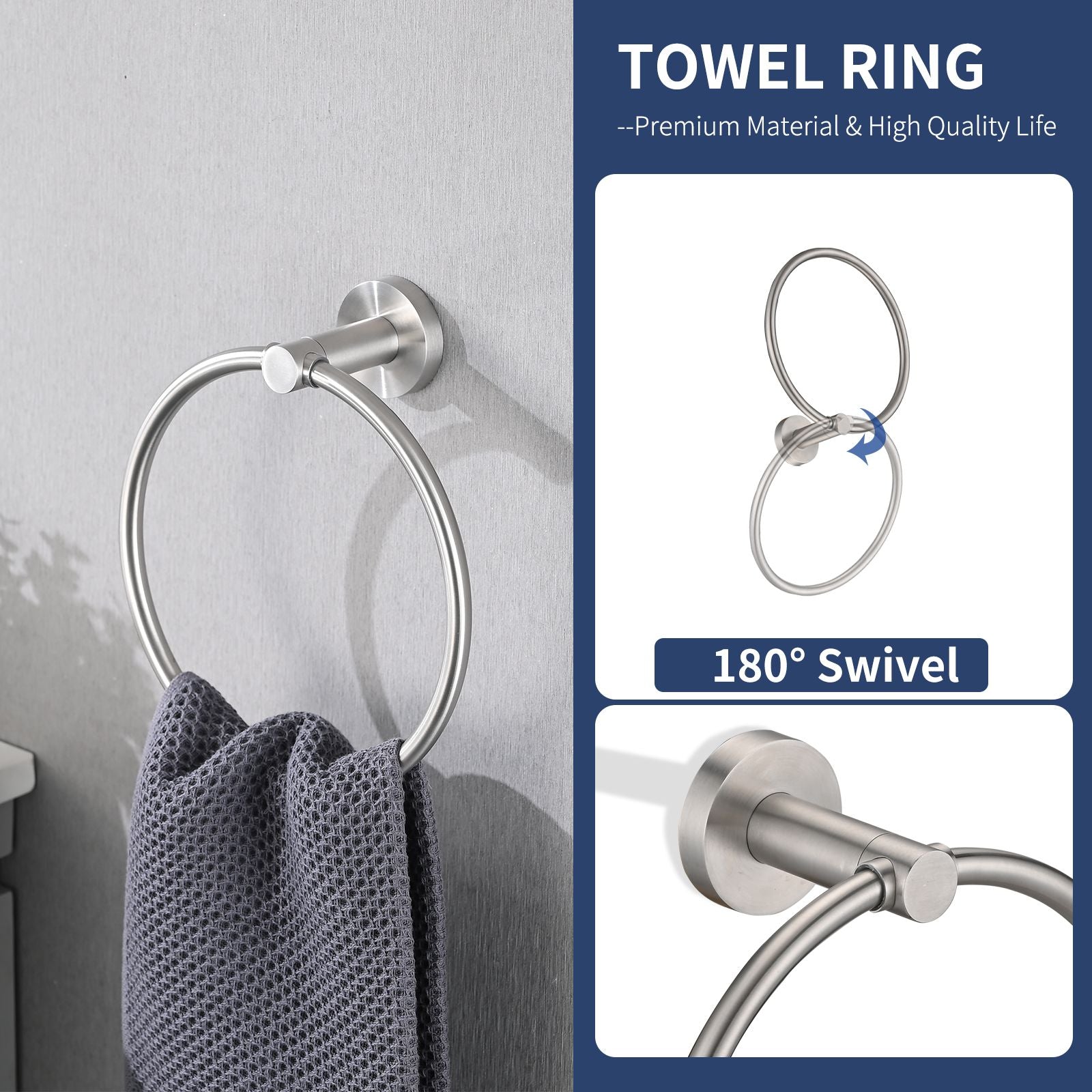 Brushed Nickel Bathroom Hardware Set – 4 Piece Stainless Steel