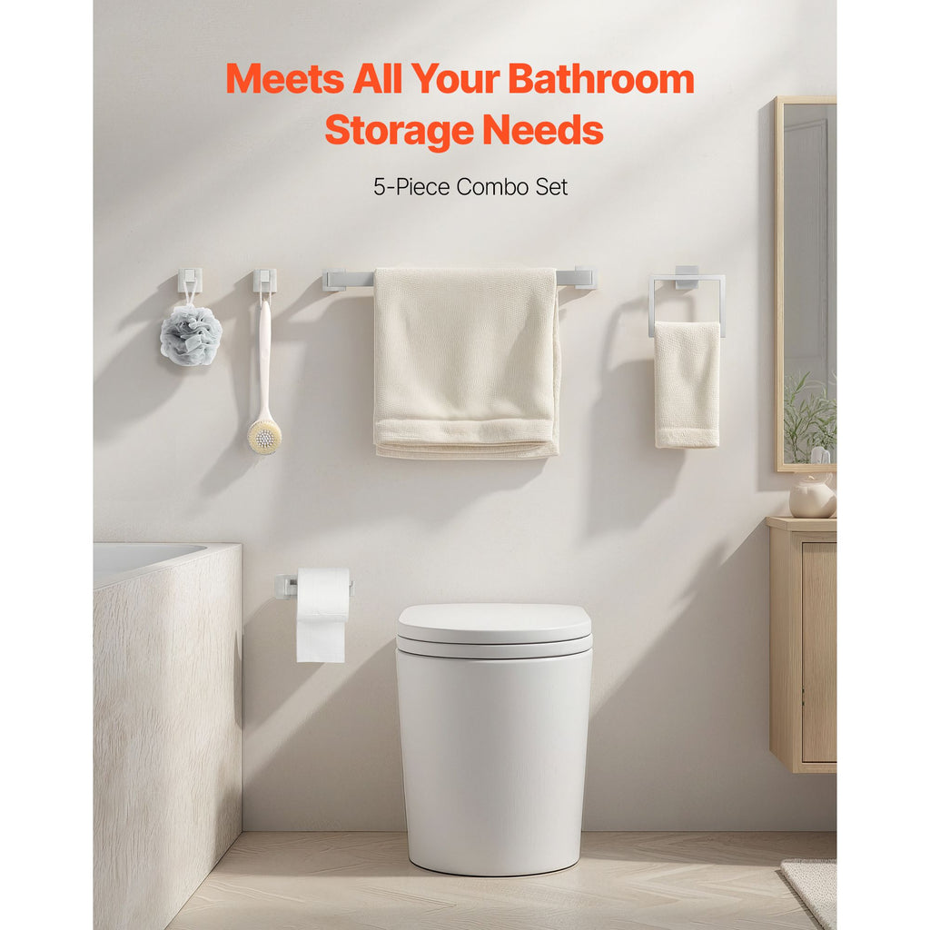 Brushed Nickel Bathroom Hardware Set – 5 Pieces for Organized Storage