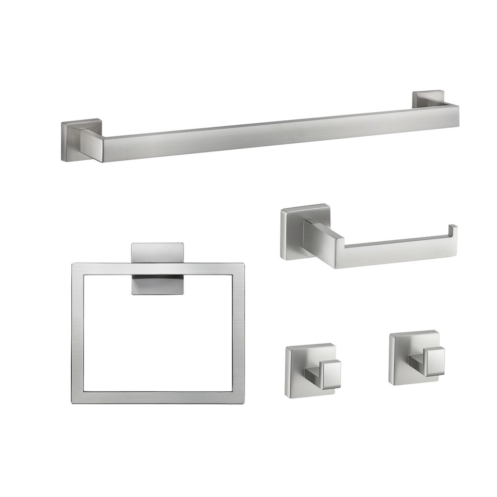 Brushed Nickel Bathroom Hardware Set – 5 Pieces for Organized Storage