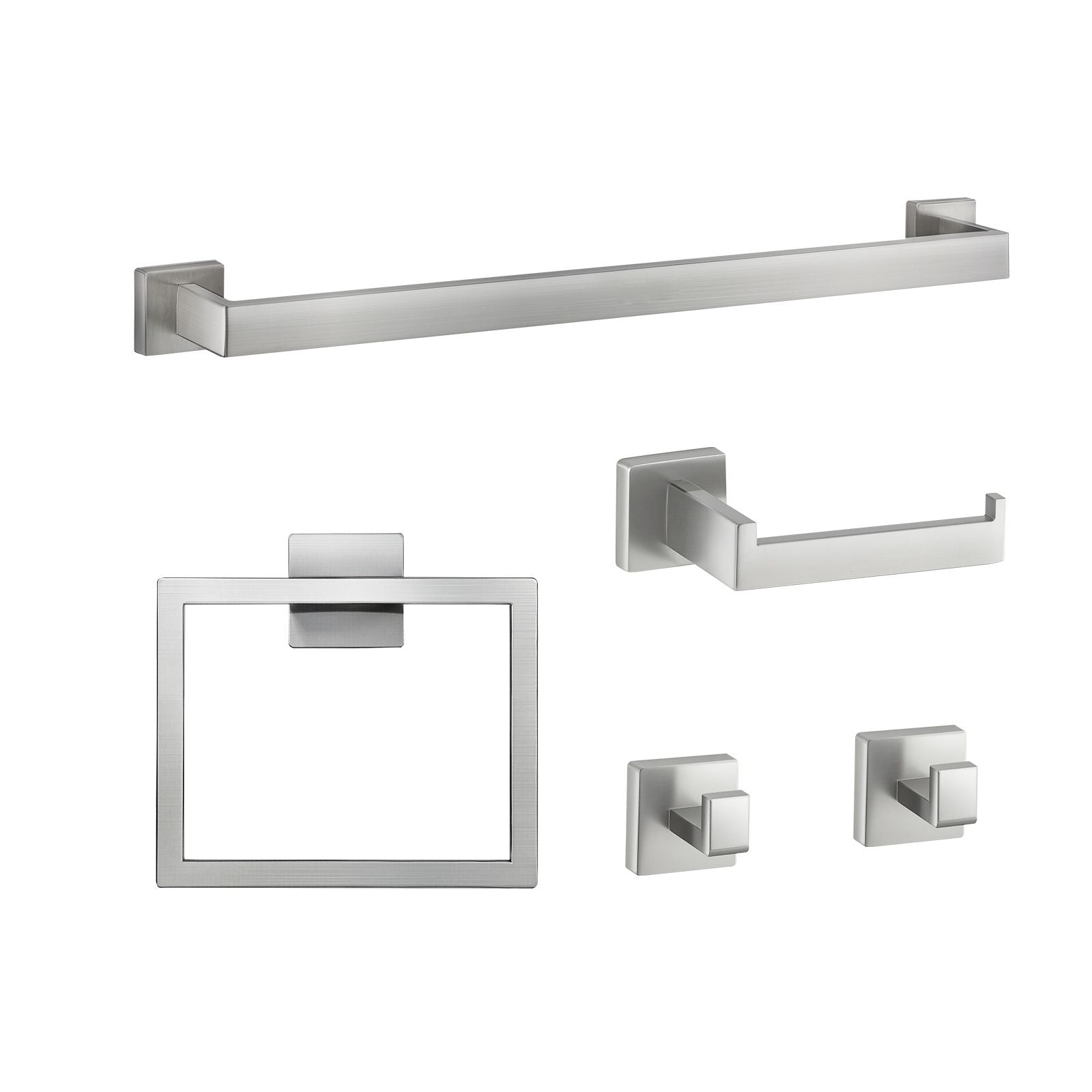 Brushed Nickel Bathroom Hardware Set – 5 Pieces for Organized Storage