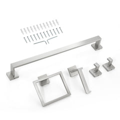 Brushed Nickel Bathroom Hardware Set – 5 Pieces for Organized Storage