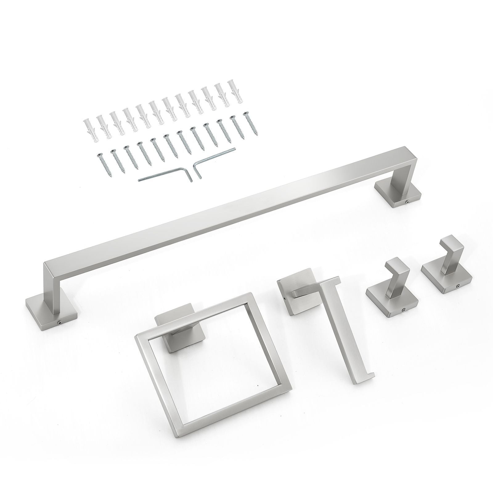 Brushed Nickel Bathroom Hardware Set – 5 Pieces for Organized Storage