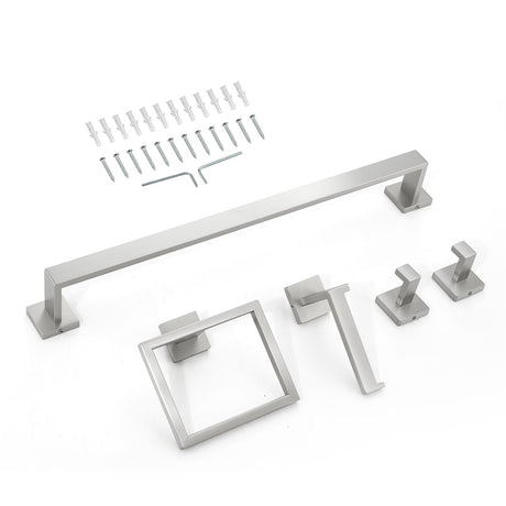 Brushed Nickel Bathroom Hardware Set – 5 Pieces for Organized Storage