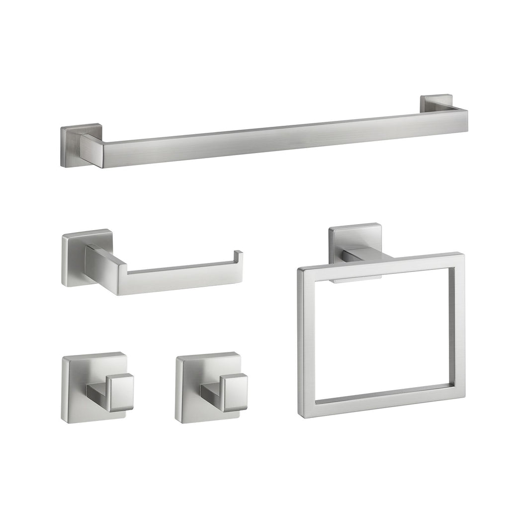 Brushed Nickel Bathroom Hardware Set – 5 Pieces for Organized Storage