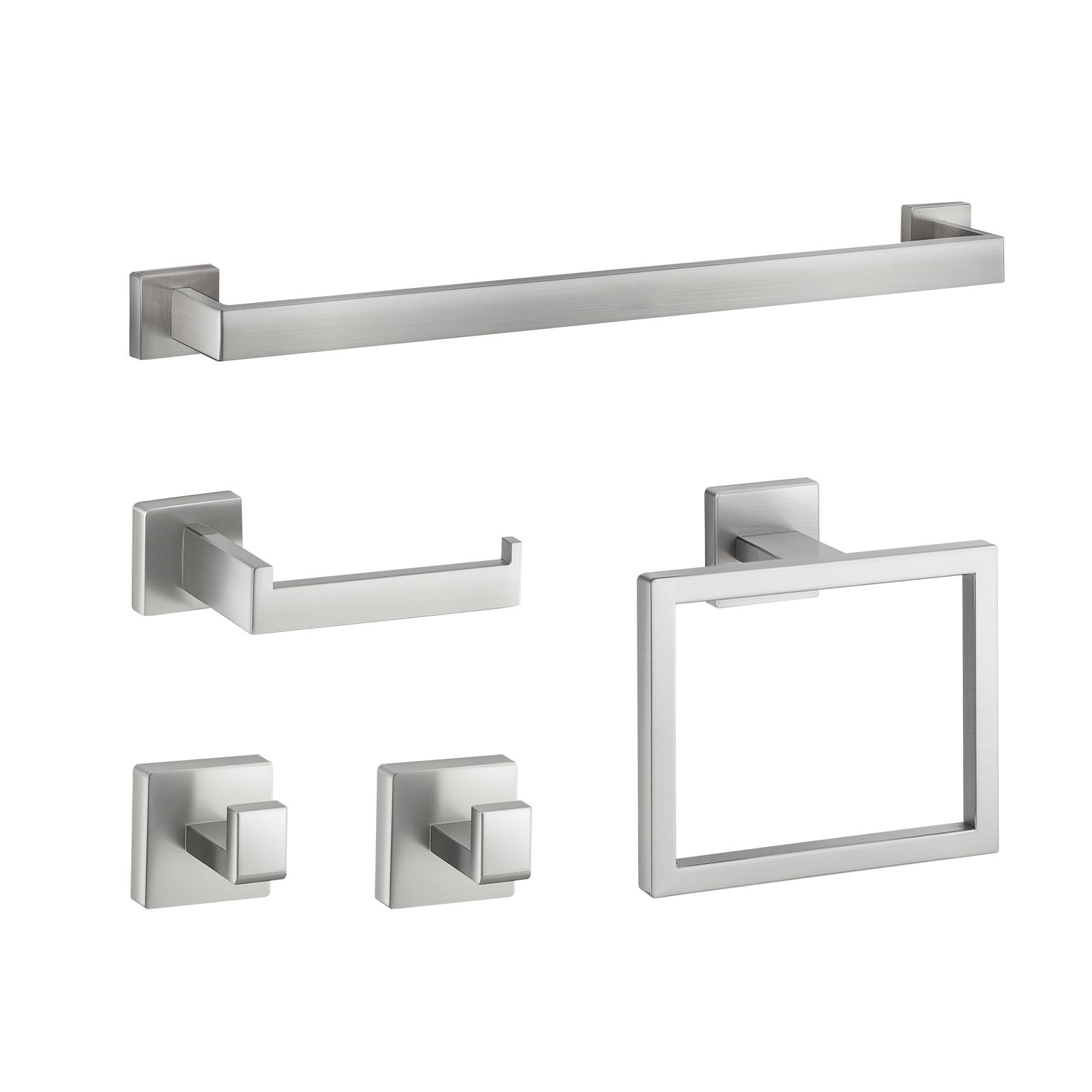 Brushed Nickel Bathroom Hardware Set – 5 Pieces for Organized Storage