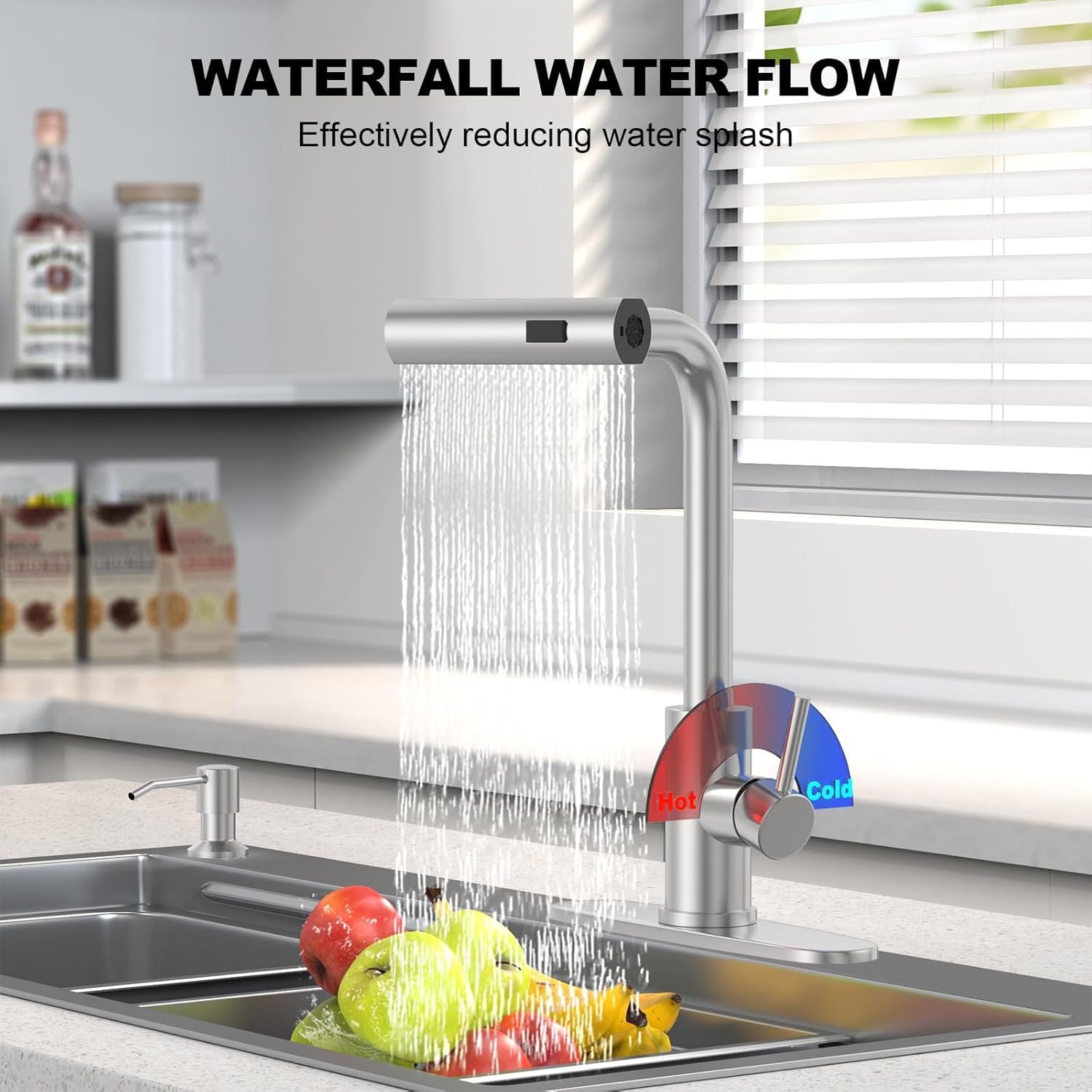 Brushed Nickel Kitchen Faucet with Pull-Down Sprayer