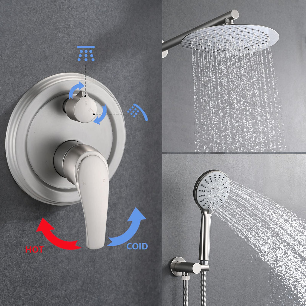 Brushed Nickel Rainfall and Handheld Shower System