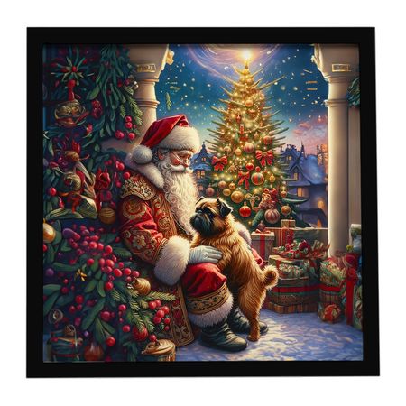 Brussels Griffon and Santa Claus Framed Wall Art