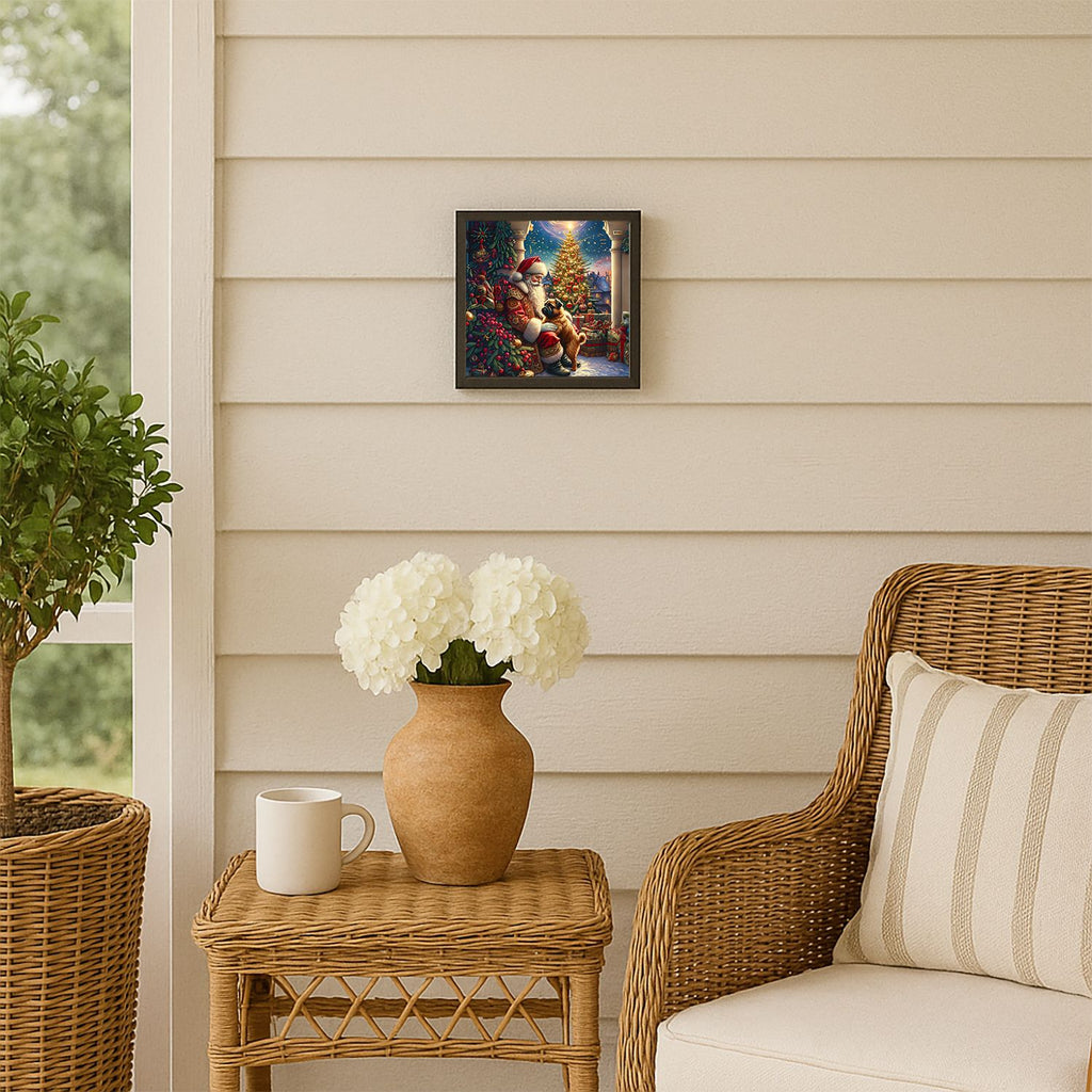 Brussels Griffon and Santa Claus Framed Wall Art